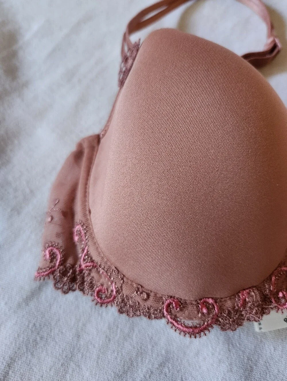 NWT Simone Perele Delice 3D Plunge Bra 32C Rose Pink Embroidered Lace